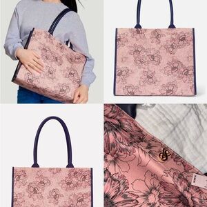 Victoria's Secret Pink Floral Tote with Black Accents